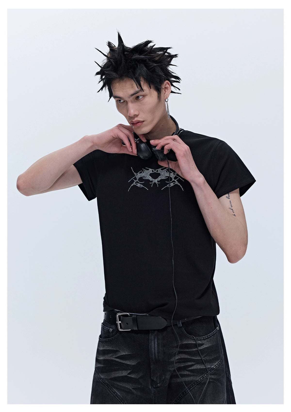 SGW "Wings of Thorns" Hot Diamond Subculture Elastic Slim Sleeve Short Sleeve Tee