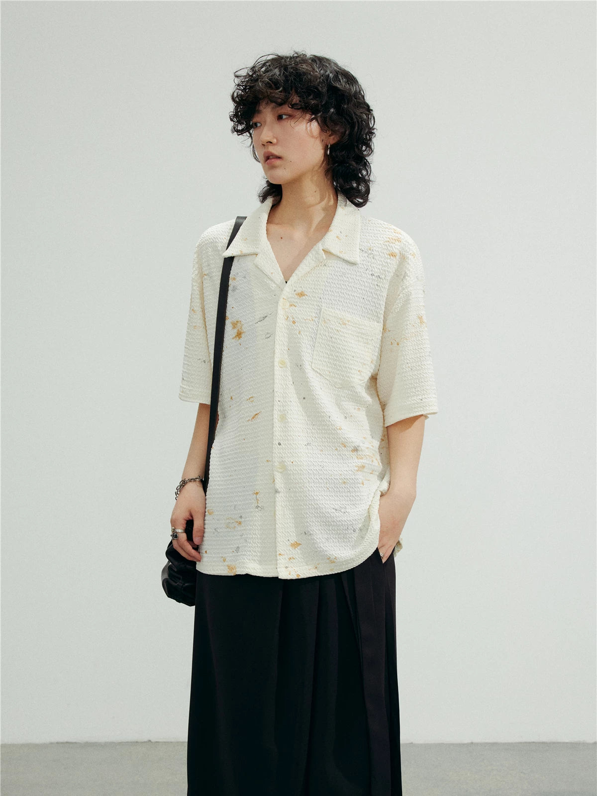 SUNYVONNE Lazy Old Ink-splashing Short-sleeved Shirt