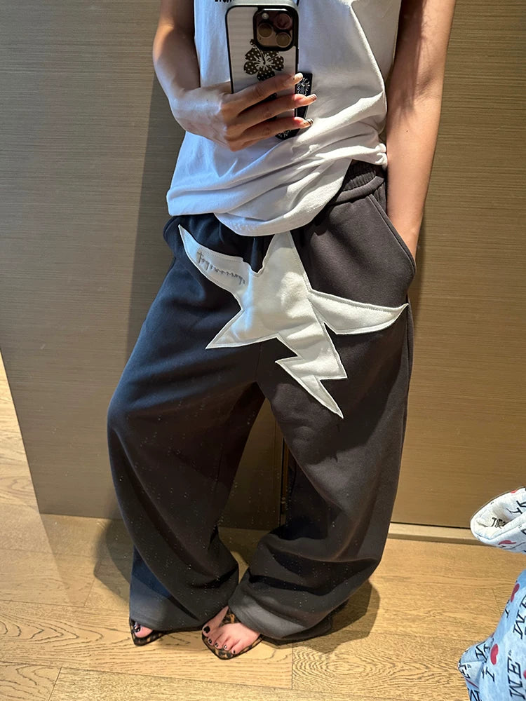 EAHO Star Sticker Elastic Waist Versatile Sweatpants