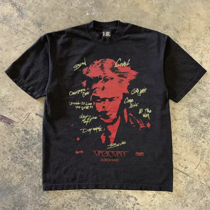 UPUPXIA Portrait Print Loose Tee