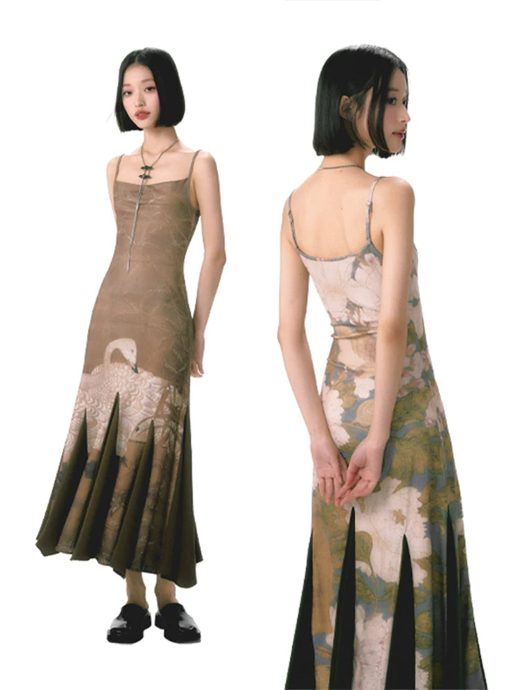 YEDM Elastic Suspender Fishtail Dress