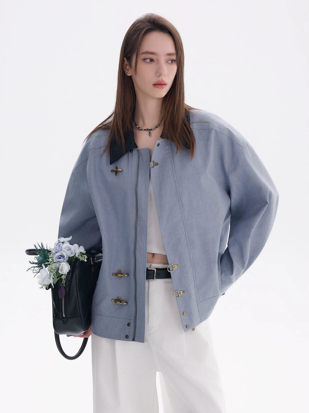 CHOR Lapel Korean Simple Cropped Jacket