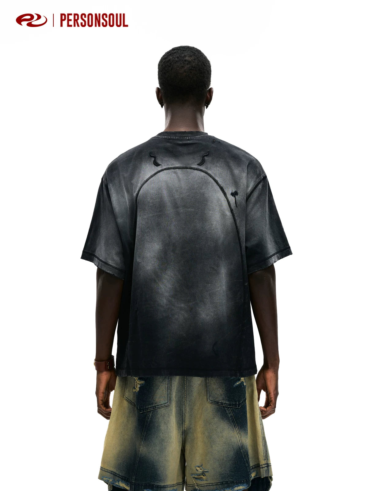 PERSONSOUL Divine Beast Pattern Old Tee