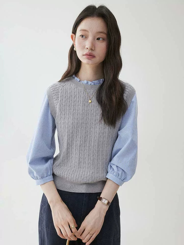 VOOE Crew Neck Stacked Knitted Vest