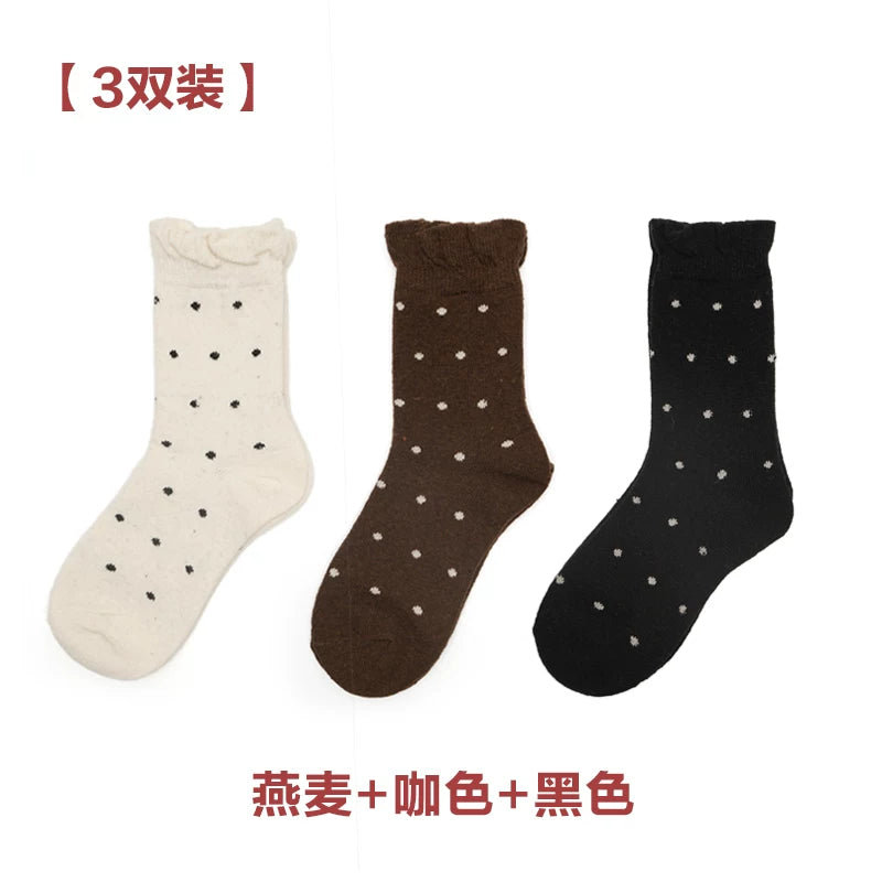 Mule Donkey Polka Dot Medium Tube Wool Stacking Socks