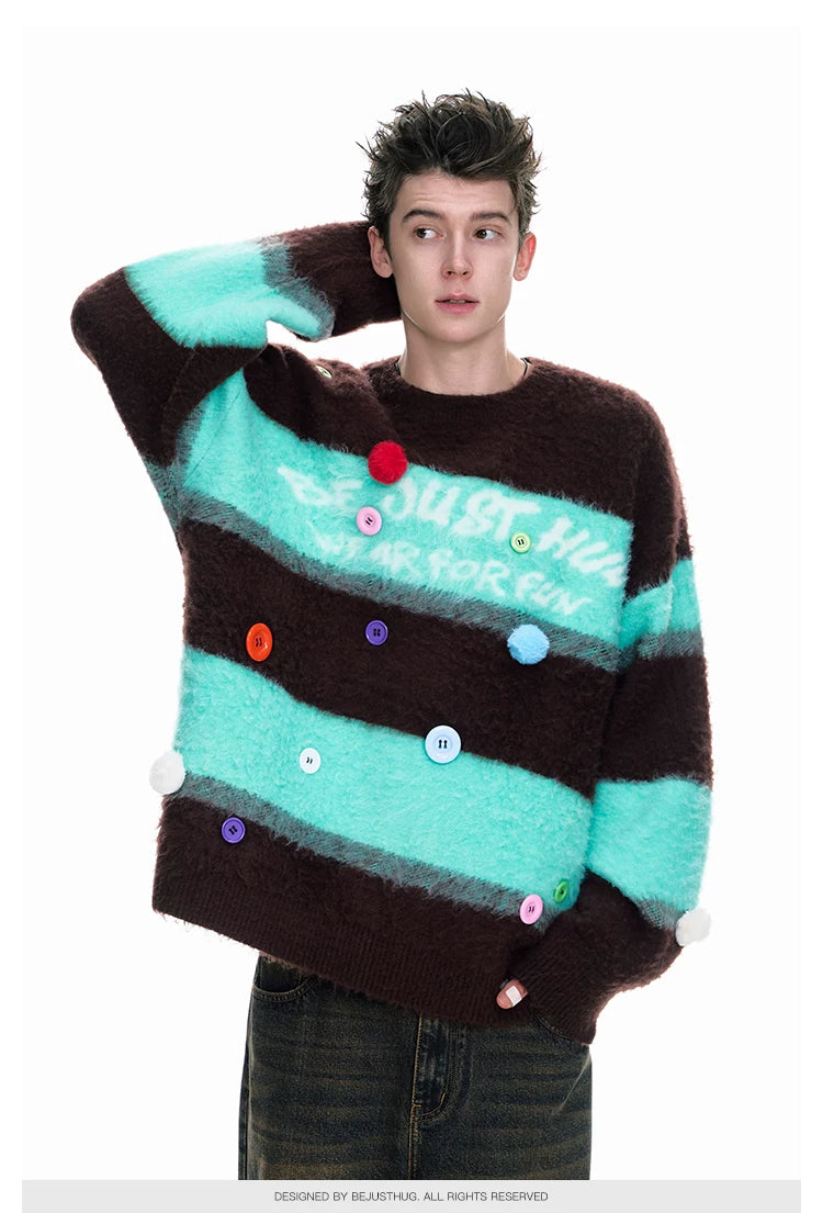 BJHG Thickened Vintage Striped Knitted Sweater