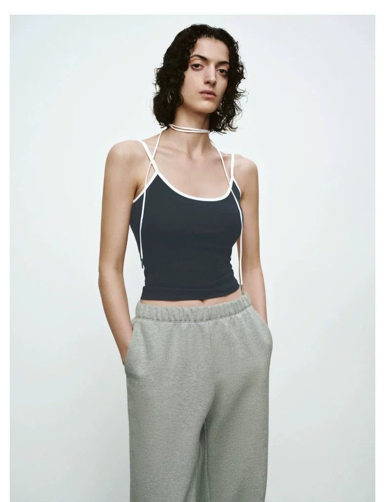 URBAN REVIVO Contrasting Splicing Slim Skinny Vest