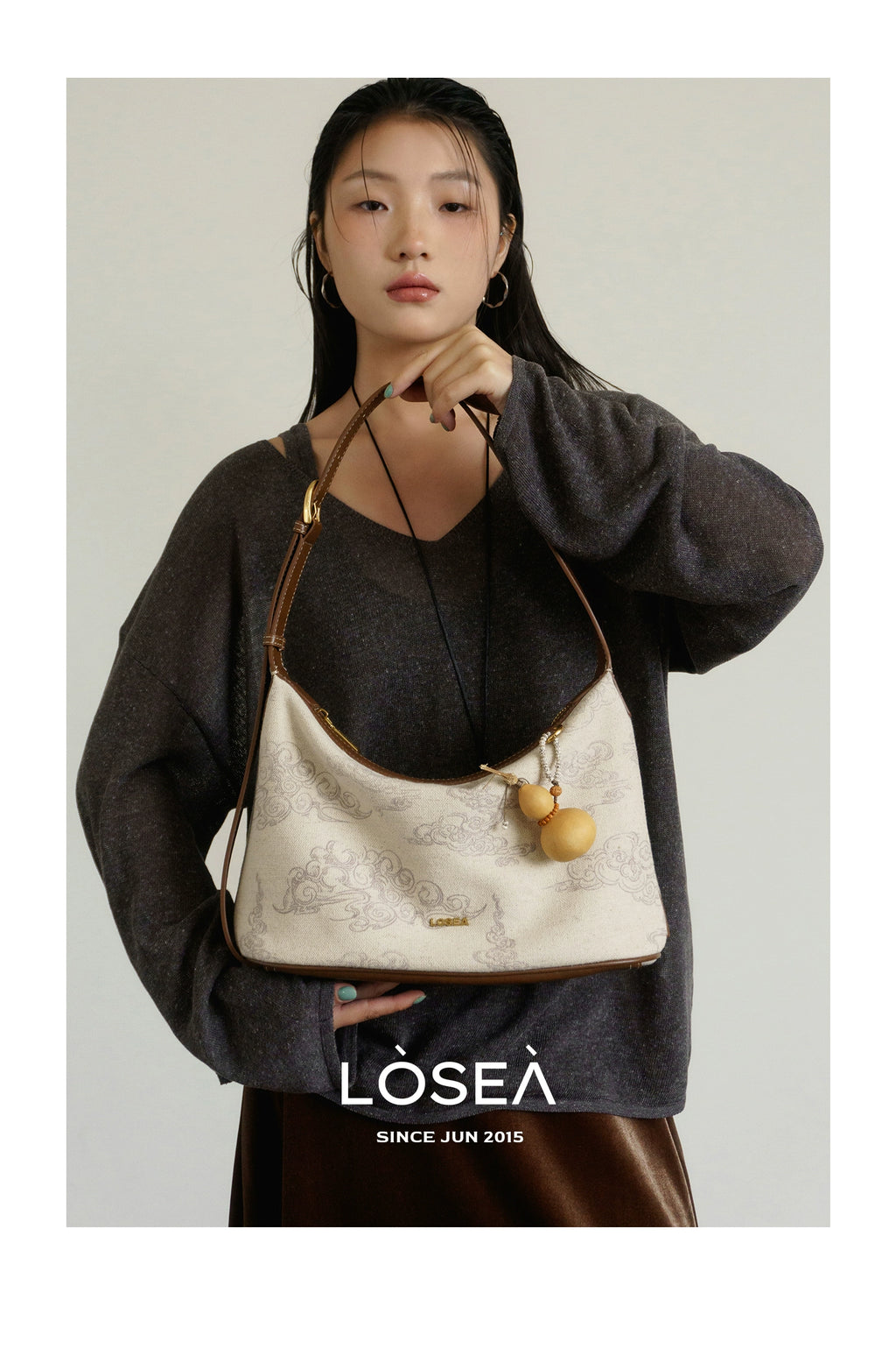 LOSEA New Chinese Auspicious Cloud Pattern Shoulder Armpit Bag