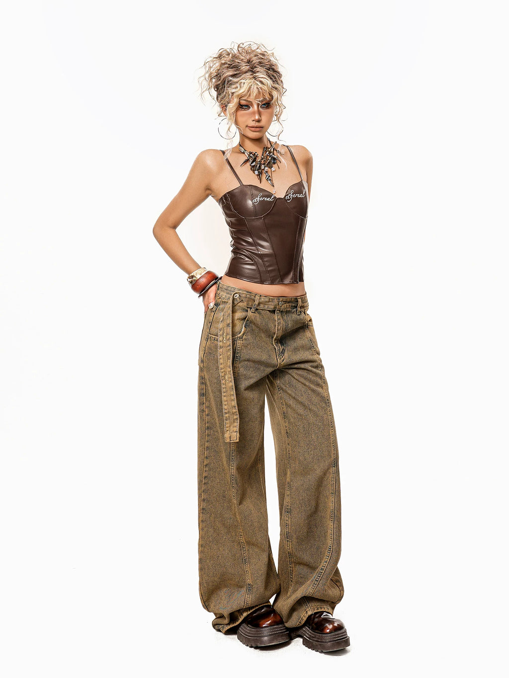 Arielink Vintage Tie-Dyed Dirty Straight Jeans