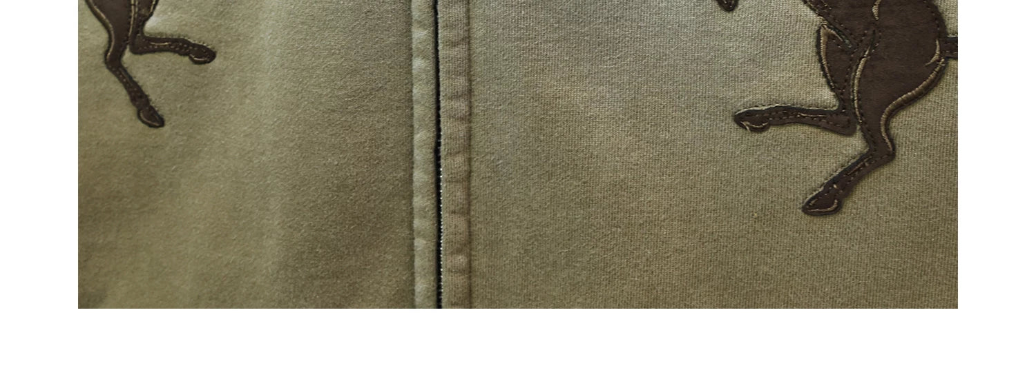 WANNA LAB Cloth-embroidered Zip-up Hooded Sweater
