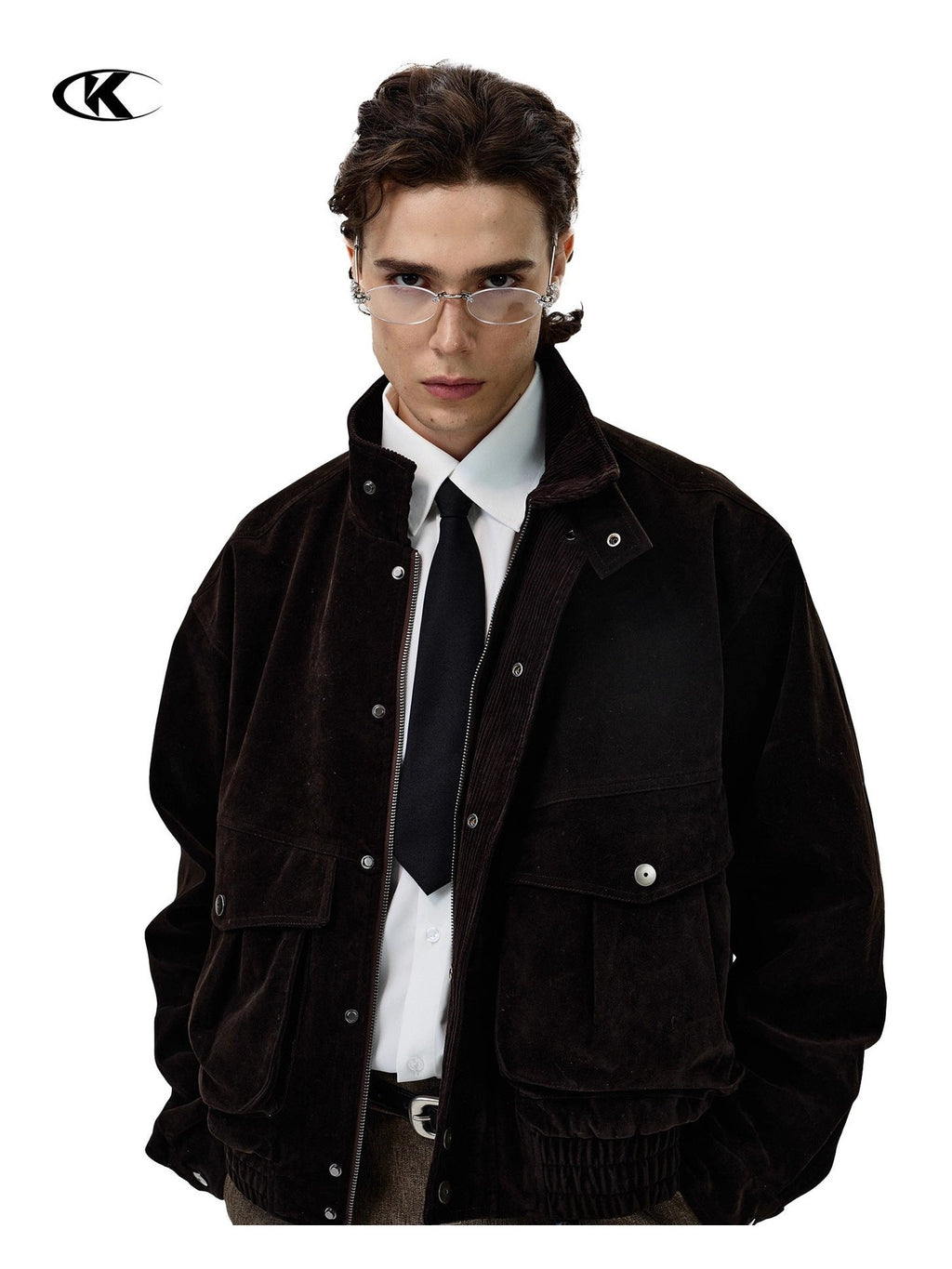 11KN Retro Plush Casual Loose Stand-up Collar Versatile Jacket
