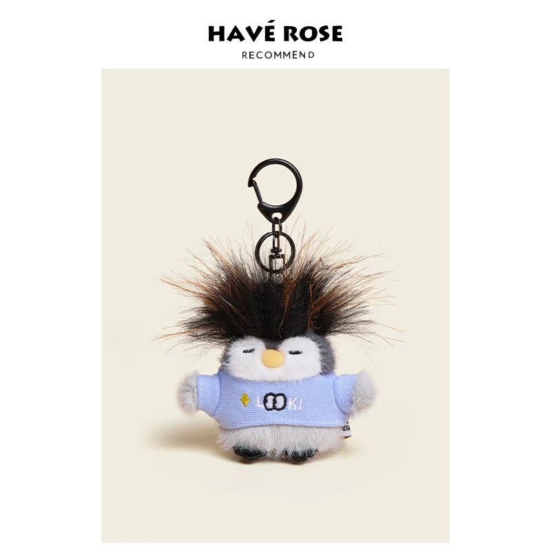 HAVEROSE Straight-A Student Penguin Bag Keychain Plush Pendant