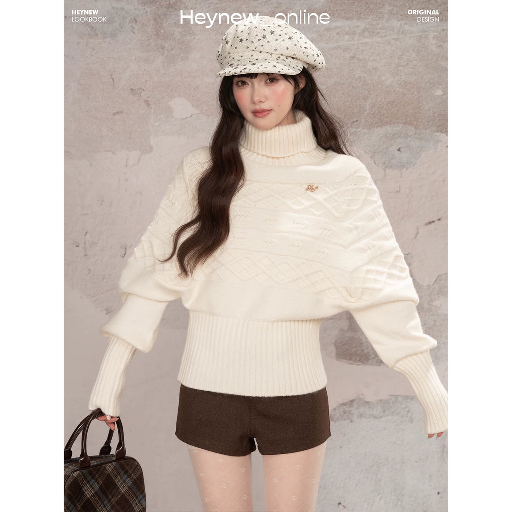 LOVEHEYNEW Turtleneck Lazy Temperament Waist and Thin Sweater