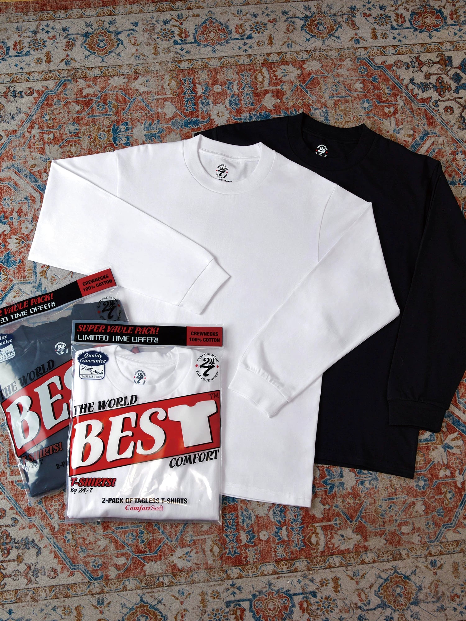 SWFI Branch Line Pure Cotton Loose Solid Color Basic Small Neckline Long Sleeve