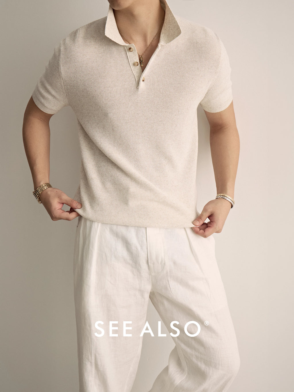 SEE ALSO Loose Cotton and Linen Knitted Polo Shirt