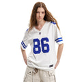 0123Start Retro V-neck Contrasting Loose Tee