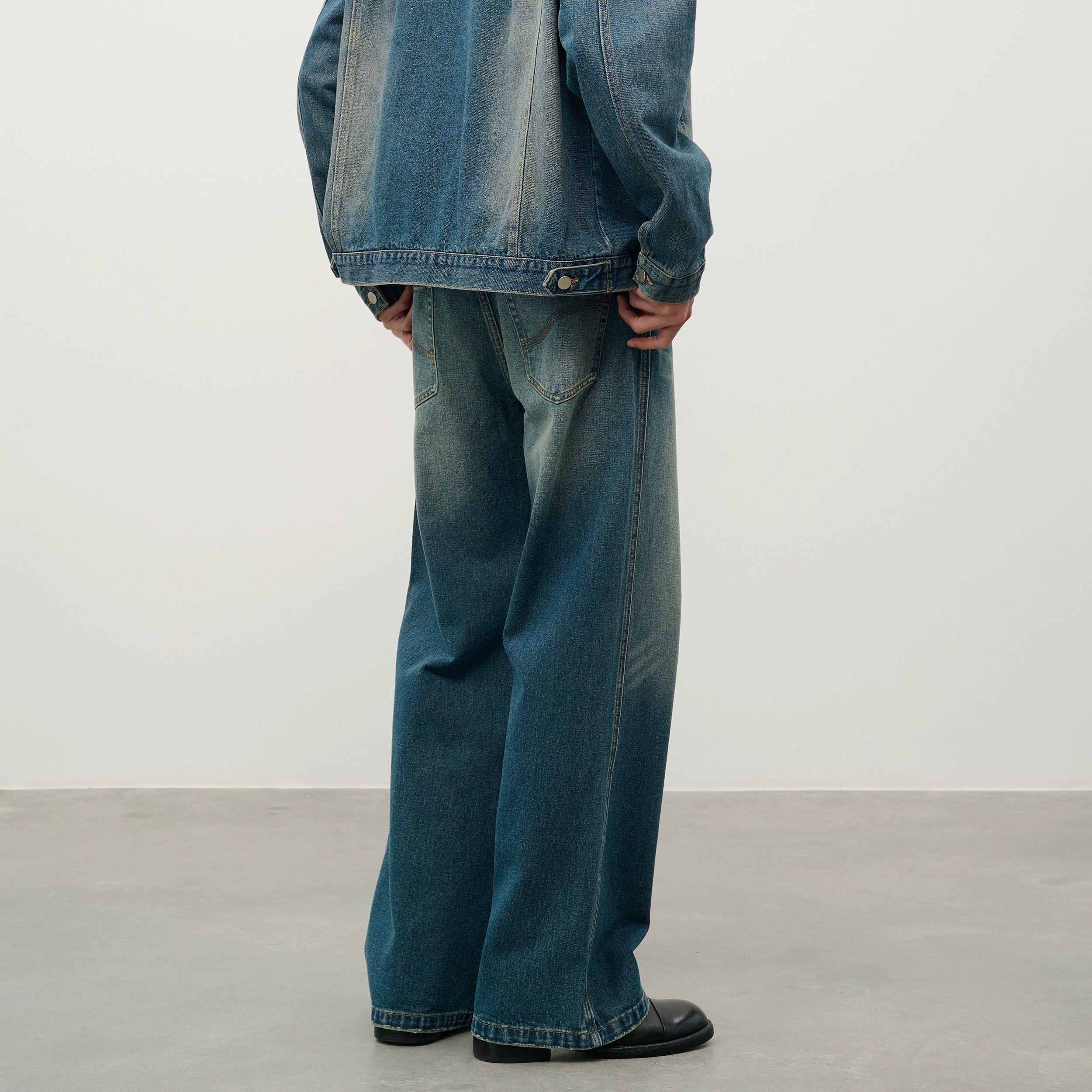 DIMC Washed Old Casual Straight Jeans