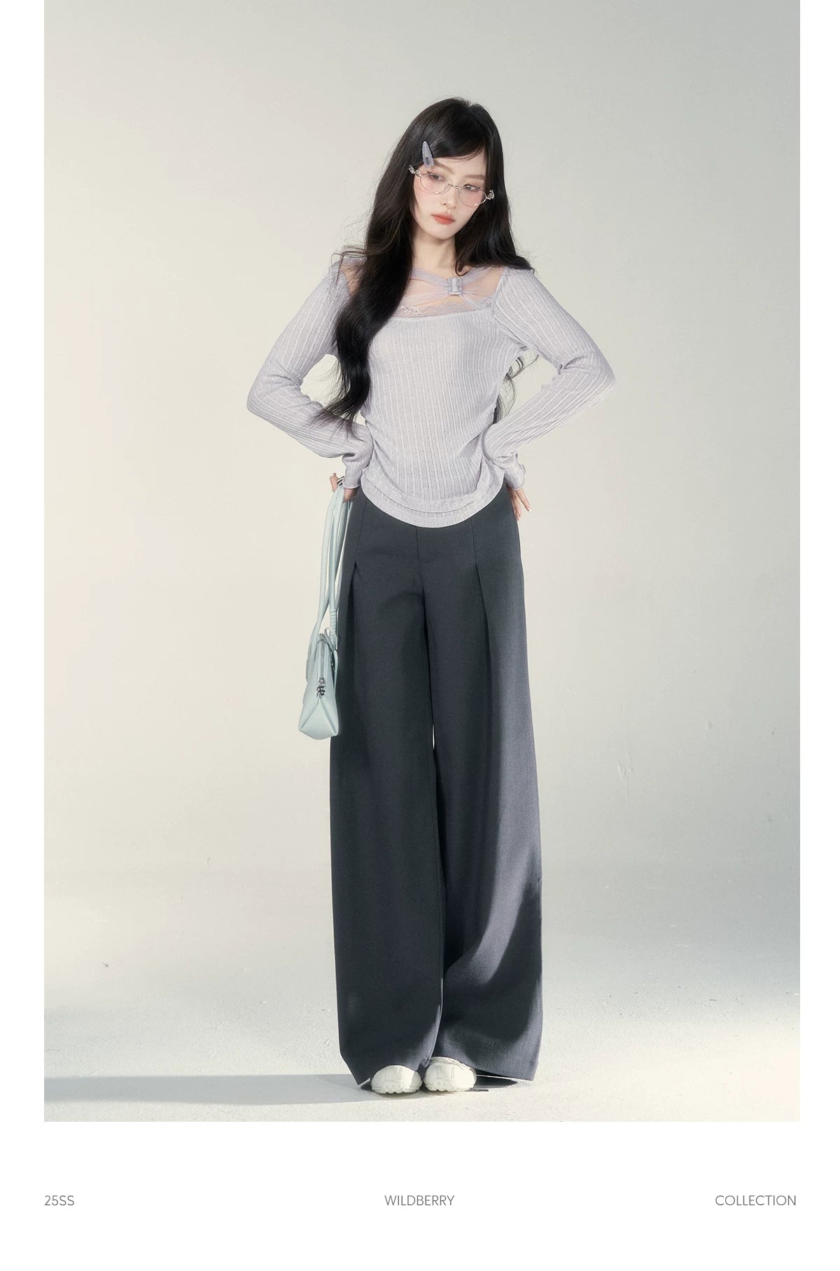 Wildberry High Waist Casual Loose Versatile Wide Leg Pants