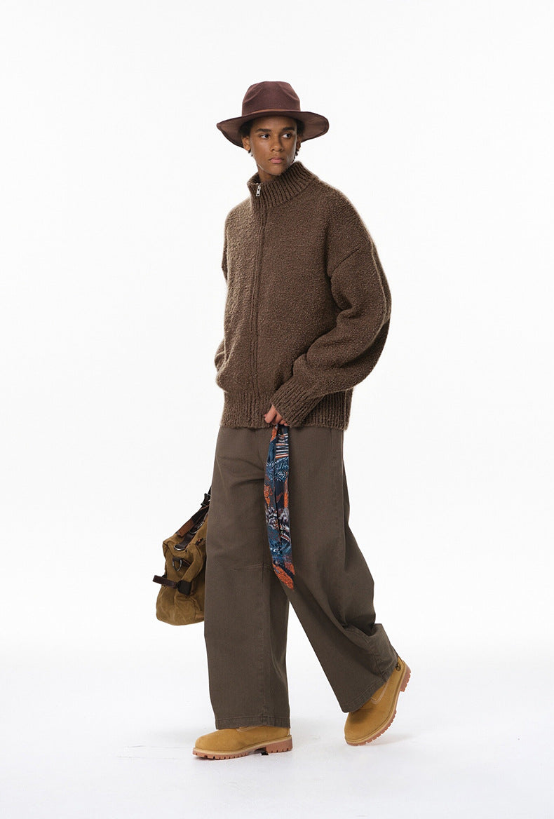 Inflation Vintage Stand-Up Collar Sweater Jacket