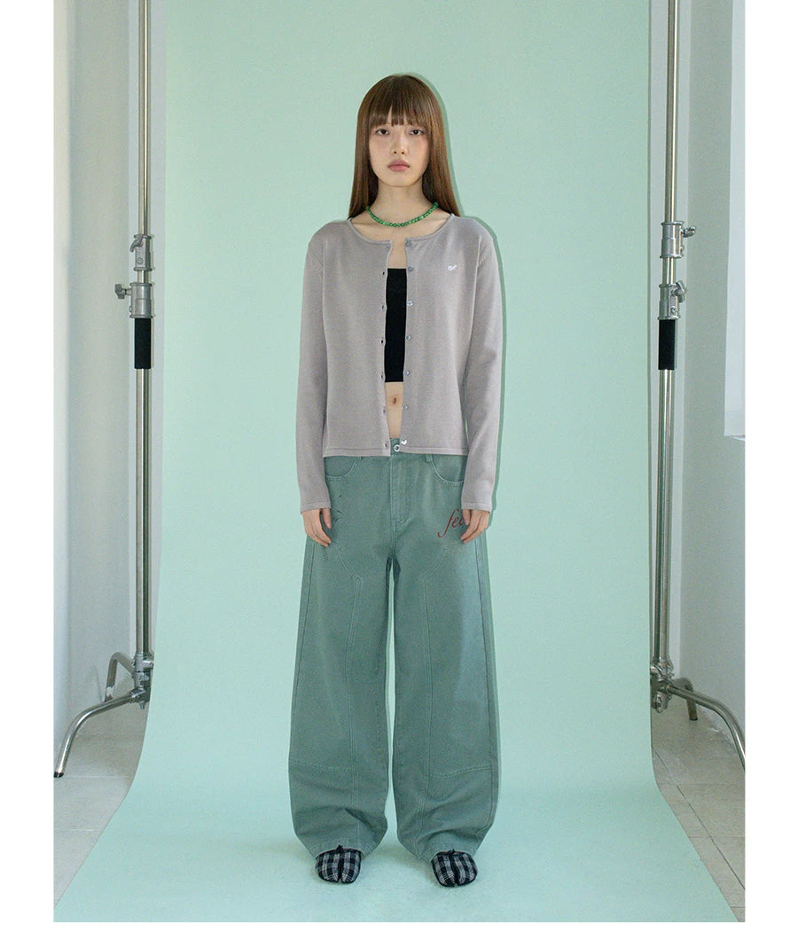 FUNKYFUN Fun Print Logging Structure Straight Casual Trousers