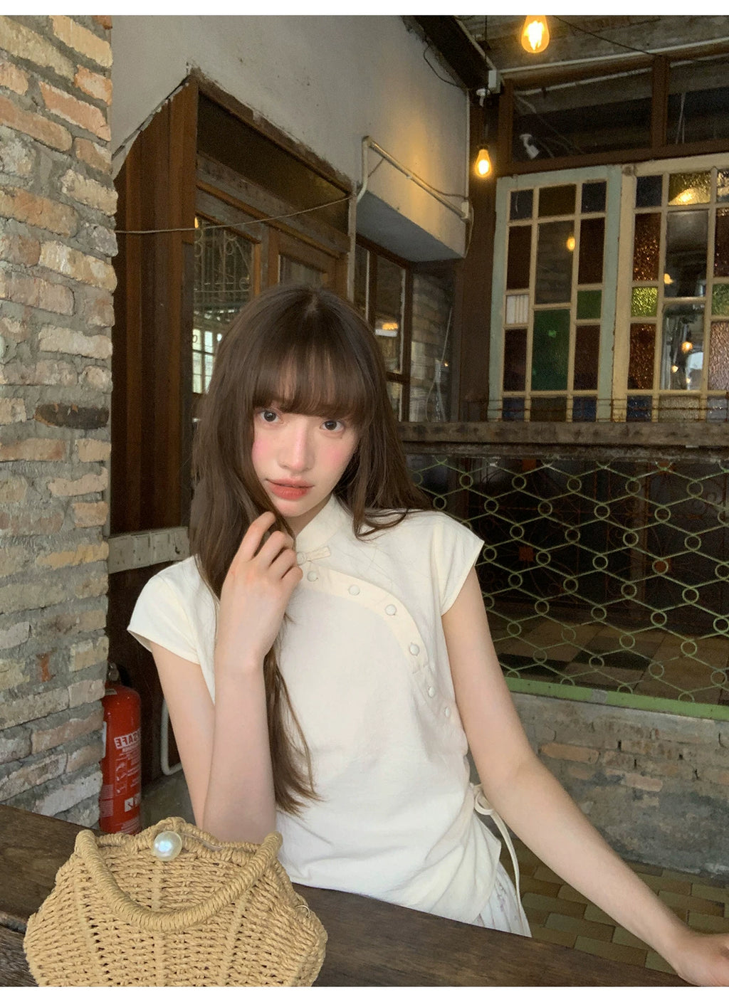 KANO Stand-up Collar Top Skirt Set