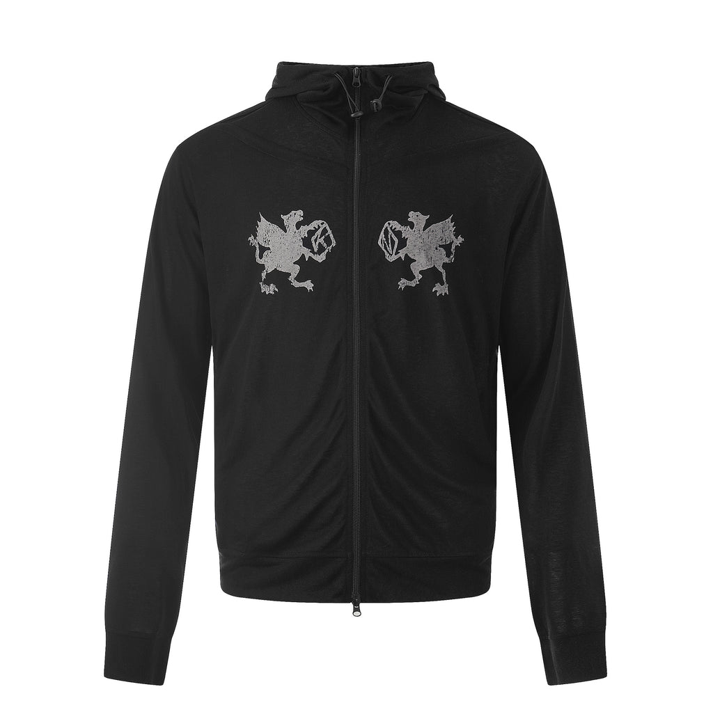 11KN Double-headed Eagle Print Short Hooded Jacket