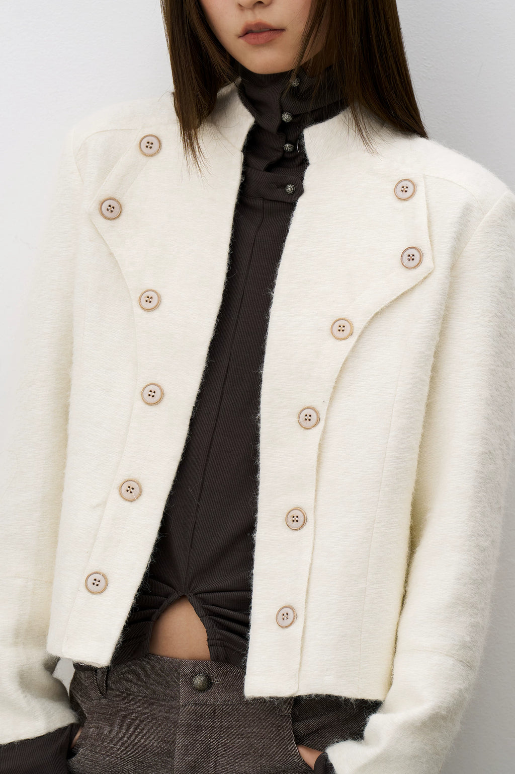 THELIGHT Double-breasted Stand-up Jacket