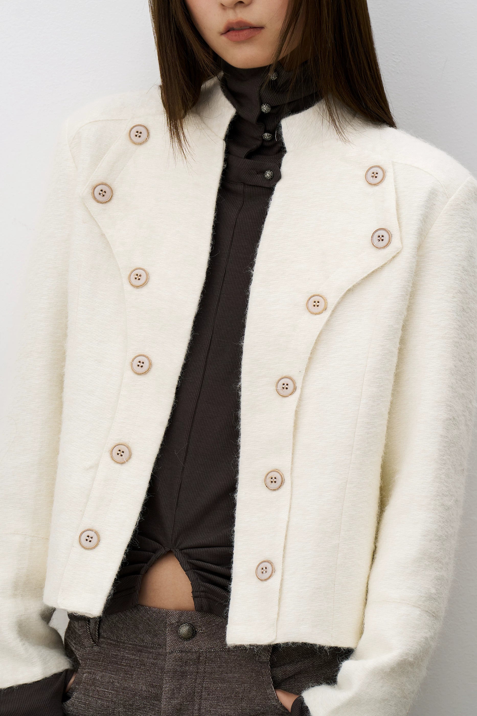THELIGHT Double-breasted Stand-up Jacket