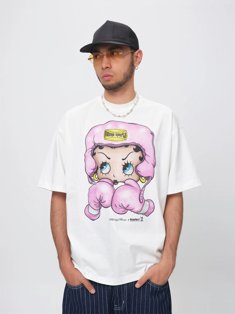 ComicTree Boxing Cartoon Betty Crew Neck Tee