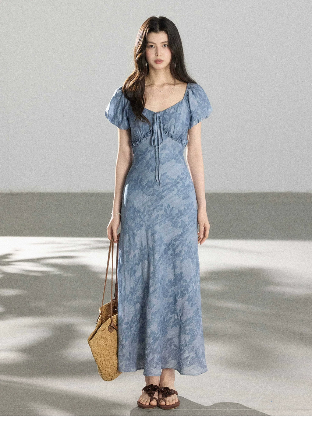 TYANG Retro Jacquard Waist Dress