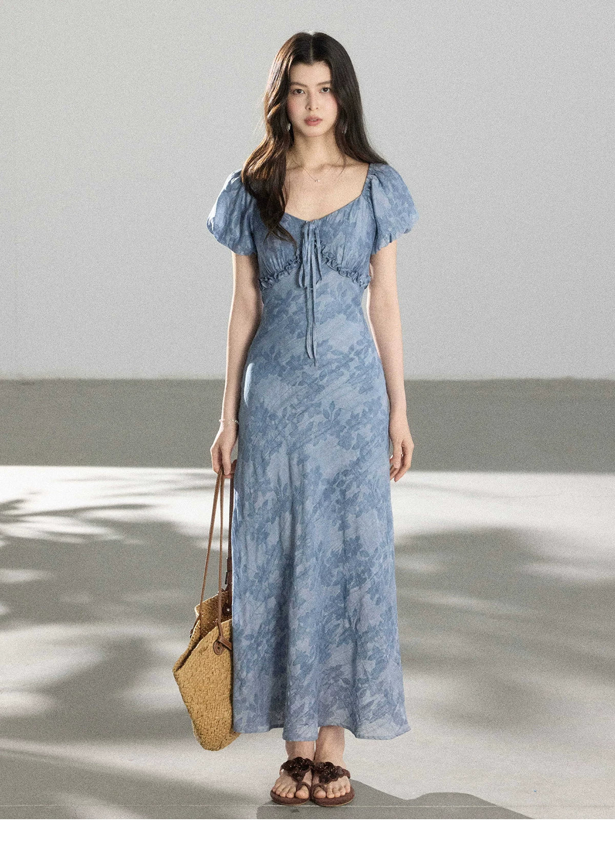 TYANG Retro Jacquard Waist Dress