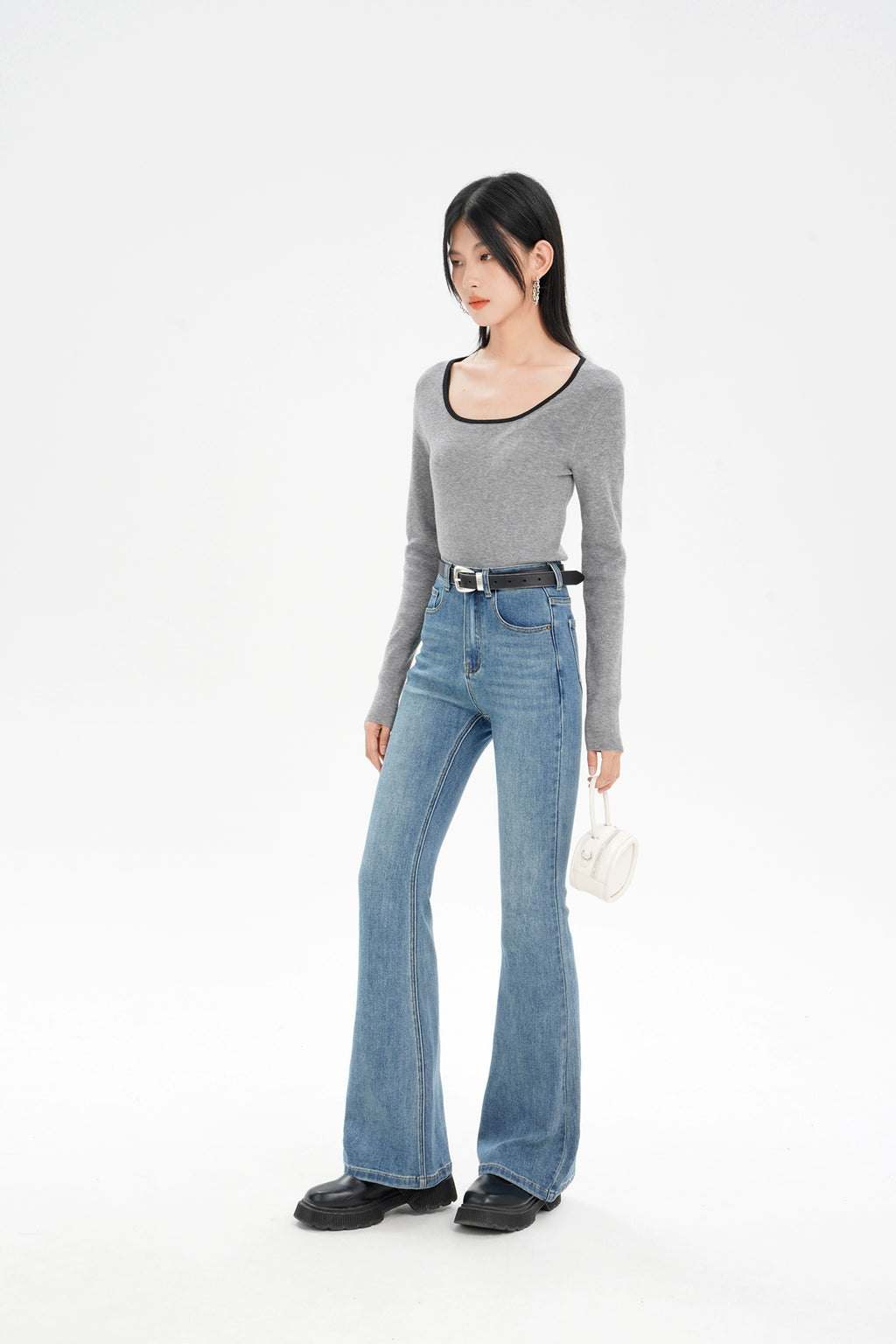 EM High Waist Slim Fit Micro-Flared Jeans
