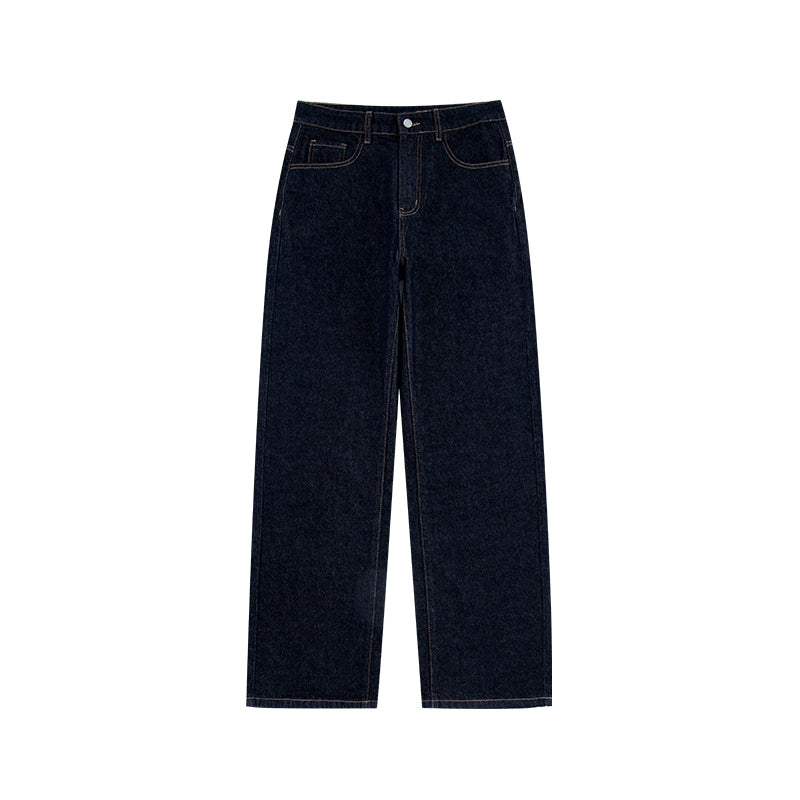 NICEBAD Washed Embroidered Straight Jeans