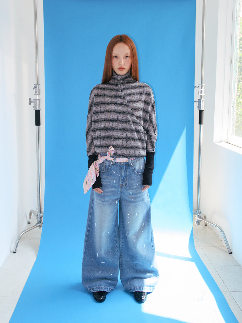 FUNKYFUN Irregular Ink Splashing Jeans