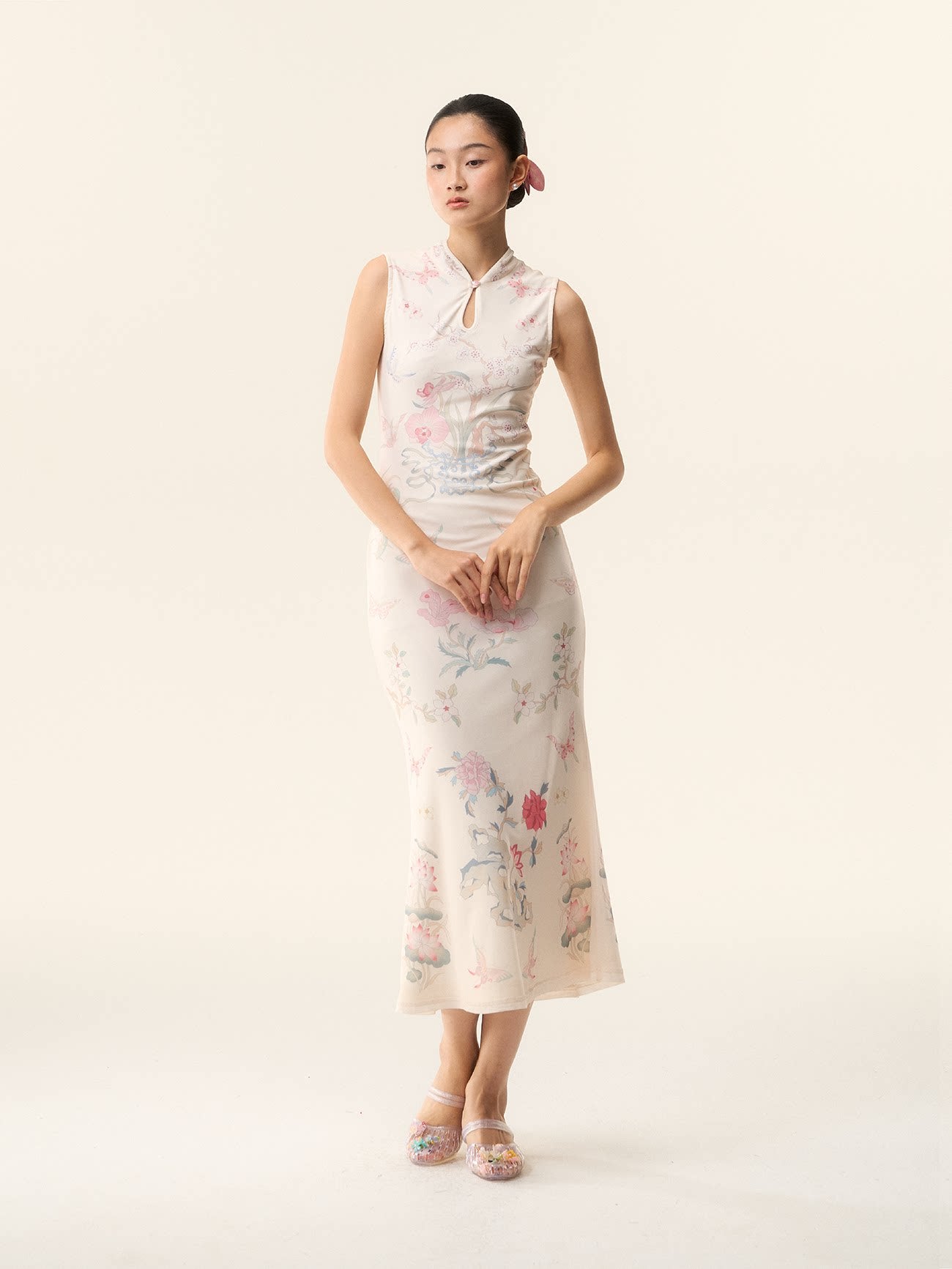 LOUMUTAKU Vase Porcelain Hand-painted Mesh Cheongsam Dress