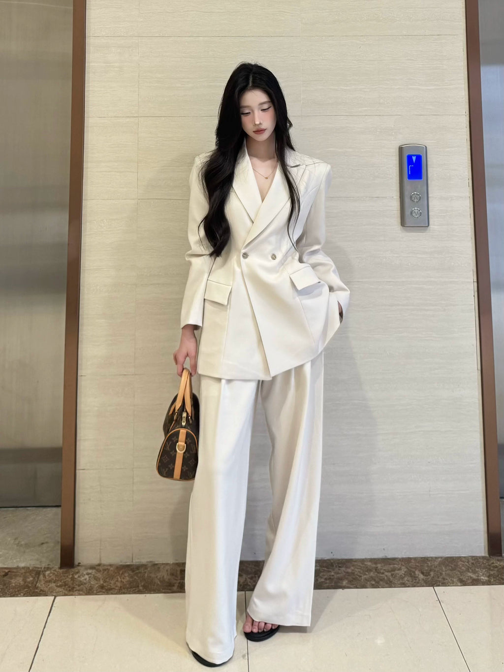 PANPANSTUDIO Minimal Medium and Long Suit Wide Leg Pants Set