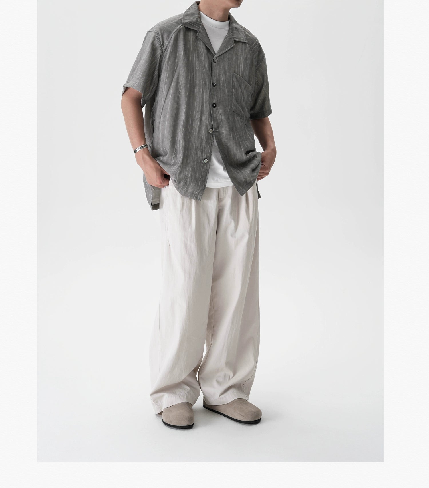 AWT Do Old Stir-fry Wash Pleated Texture Loose Shirt