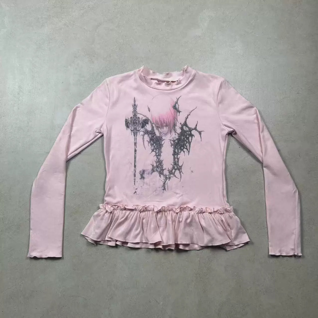 WEBBAR Lace Edge Casual Long Sleeve