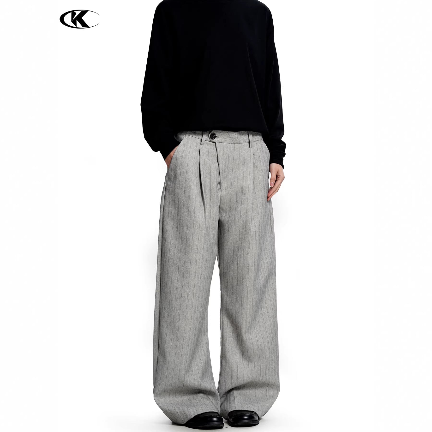 11KN Money Striped Wide-Leg Trousers