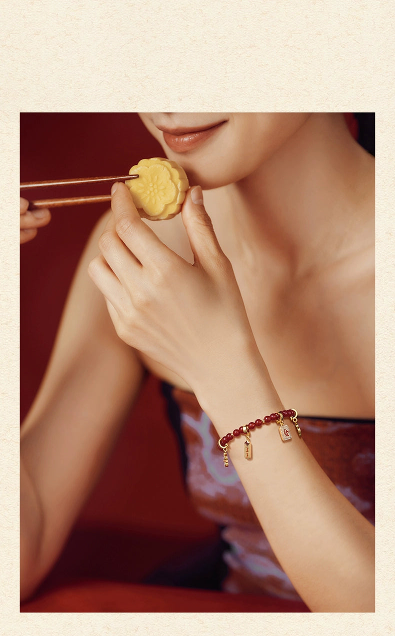 ZEGL Small Square Bean Agate Pendant Bracelet