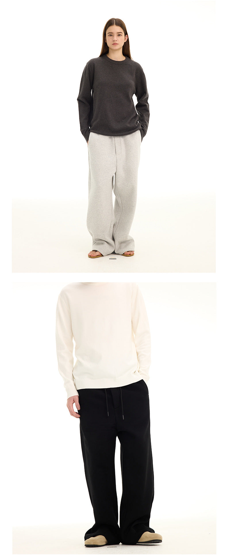 UNF Fleece Thickened Silhouette Straight-leg Pants
