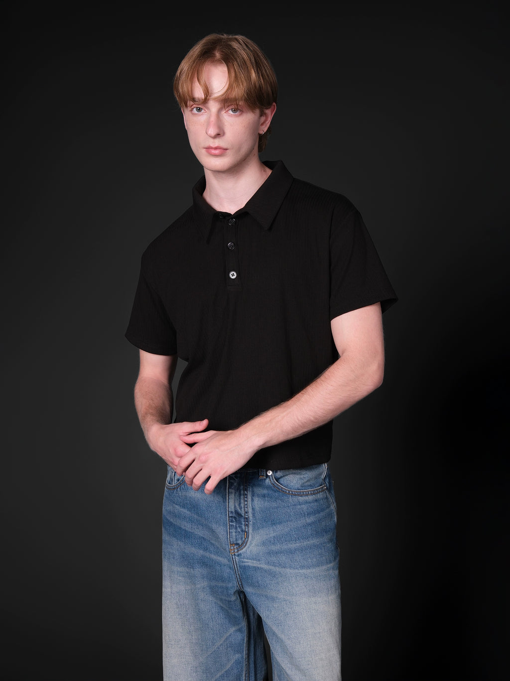 Set for Life Fine Jacquard Lapel Short Wide Tee