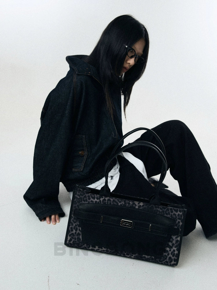 BINGBONG Black Panther Leather Large Capacity Cool Spicy Tote Bag