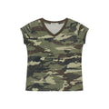 FUNKYFUN Camouflage V-neck Straight Shoulders Slim Short Tee
