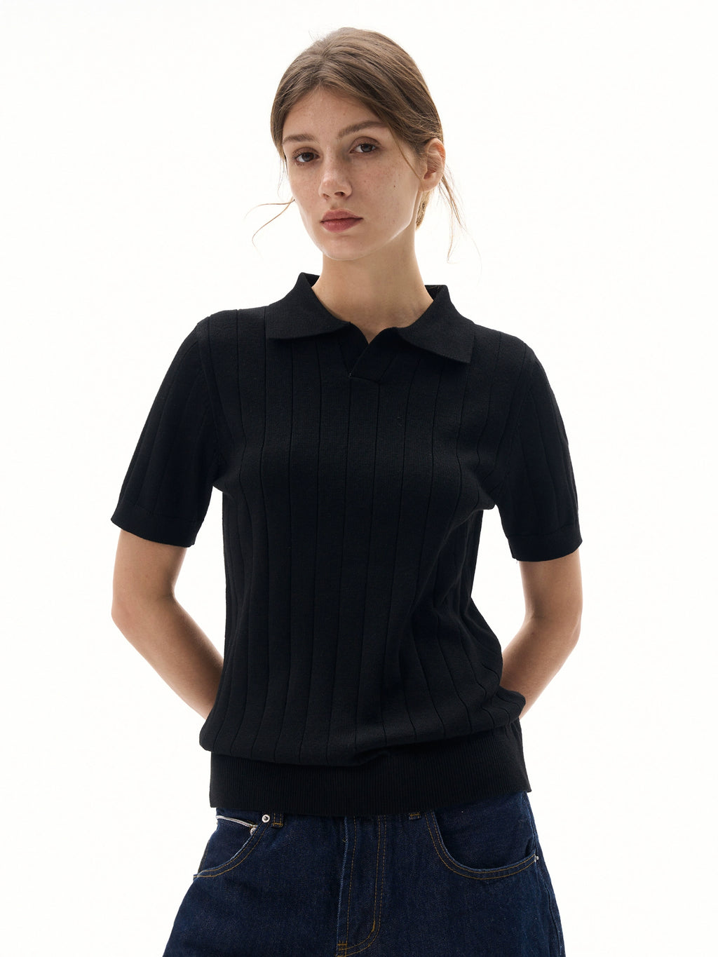 MADWITC Retro Knitted Simple Casual Polo Shirt