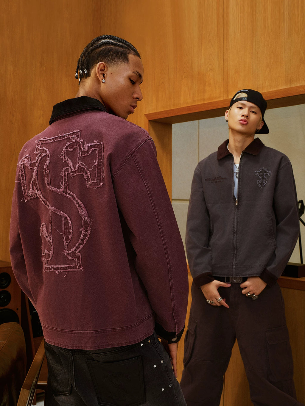 STK Vintage Monogram Embroidered Cargo Coat