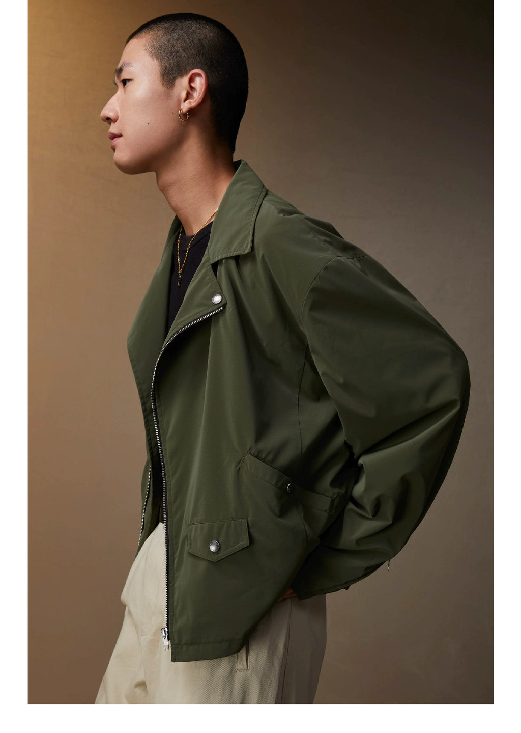 SUPERTOFU Diagonal Zip Lapel Trench Coat