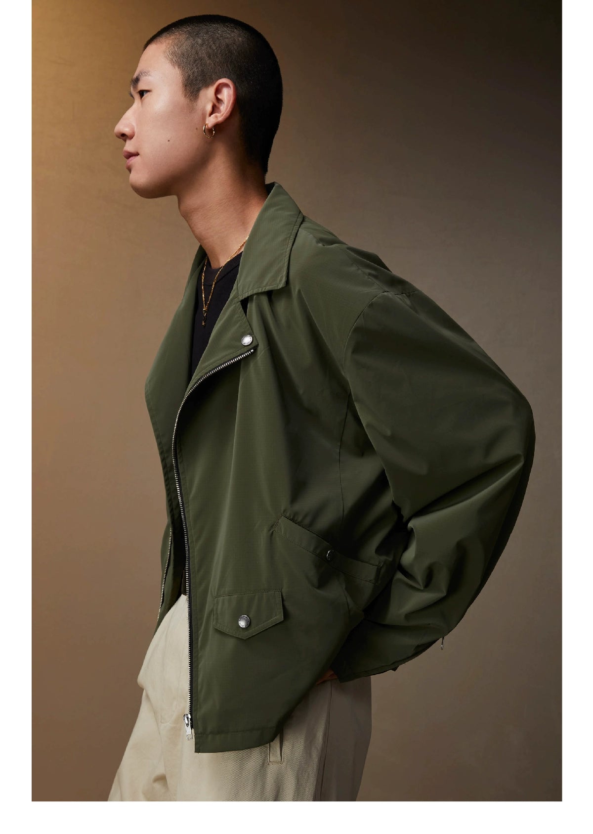 SUPERTOFU Diagonal Zip Lapel Trench Coat