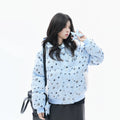 Zuocisankon Star Print Plush Hooded Cotton Coat