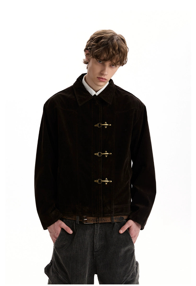 A PUEE Vintage Silhouette Short Suede Jacket
